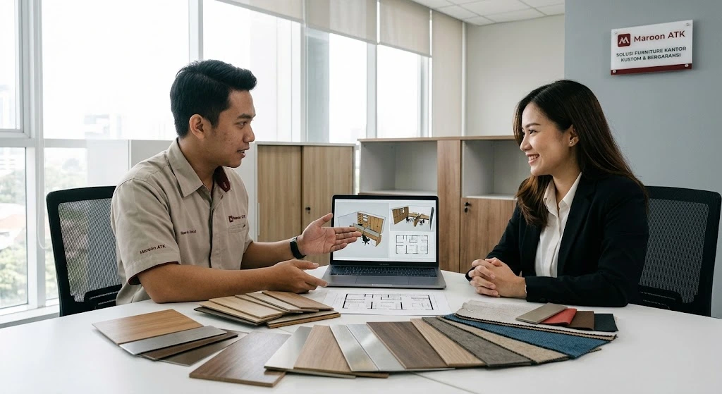 Custom Furniture Kantor Bergaransi Struktur dan Engsel