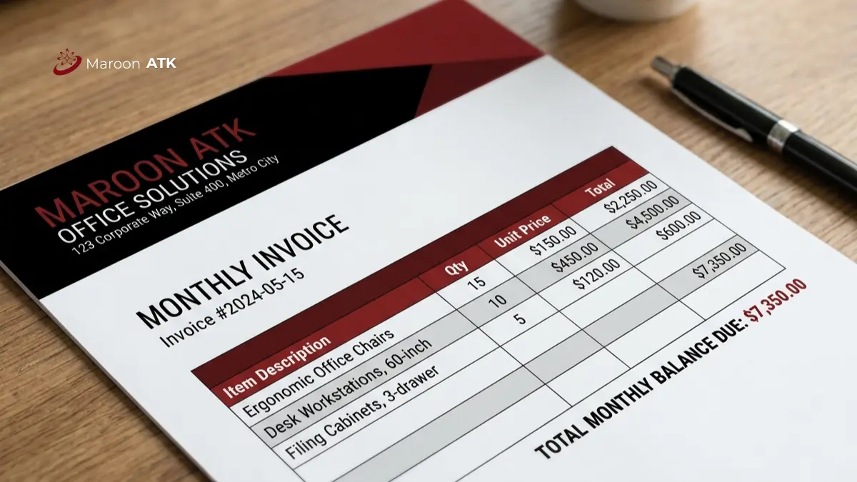 Contoh dokumen monthly invoicing untuk pengadaan furniture kantor korporat